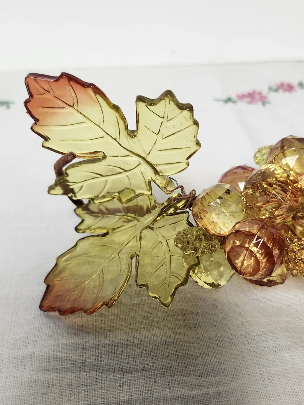 Vintage Faceted Lucite Acrylic 8”Glass Grape Cluster Table Accent